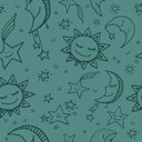 Ver imagem 2 de Papel de Parede Infantil - Lua, Sol e Estrelas 3 Arte Destaque 1,50 Metros