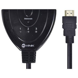 Switch Hdmi 3 Entradas e 1 Saída 1.3v Com Suporte 3D e 1080P - Vinik
