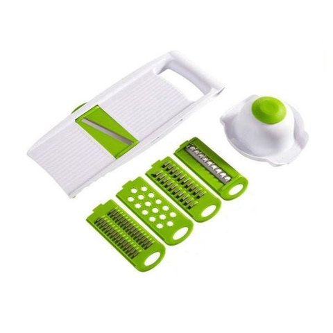 Kit Cortador Ralador Fatiador Multifuncional Vegetais Legumes Verduras Cozinha 5 Lâminas