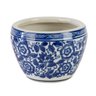 Cachepot Importado Porcelana Azul Branco Com Flores 20x15cm - 1