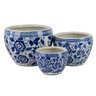 Cachepot Importado Porcelana Azul Branco Com Flores 20x15cm - 2