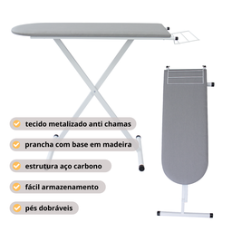 Mesa Tábua de Passar Roupa Tecido Térmica Prática Porta Ferro Dobrável Itagold - 5