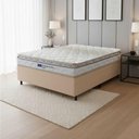 Ver imagem 2 de Cama Box Casal Probel Espuma D33 Pillow Top 138x188x56cm Guarda Costas Lyon Branco/bege Branco /