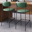 Ver imagem 2 de Kit 05 Banquetas Alta Bar Cozinha Sala de Jantar Preto Elira L02 Couríssimo Verde - Lyam Decor