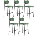 Ver imagem 1 de Kit 05 Banquetas Alta Bar Cozinha Sala de Jantar Preto Elira L02 Couríssimo Verde - Lyam Decor