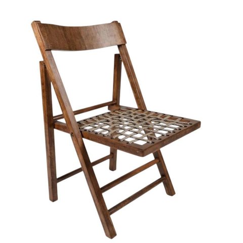 Kit com 4 Cadeiras Dobráveis em Madeira com Assento em Corda Náutica 1002 - Preebel Castanho