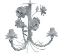 Ver imagem 1 de Lustre Artesanal de Ferro com Flores Rustico para Sala de Estar - Branco