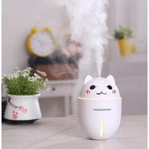 Umidificador de ar de mesa portátil com luz de led e ventilador abajur usb Branco 3 em 1