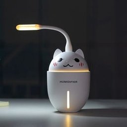 Umidificador de ar de mesa portátil com luz de led e ventilador abajur usb Branco 3 em 1 - 3