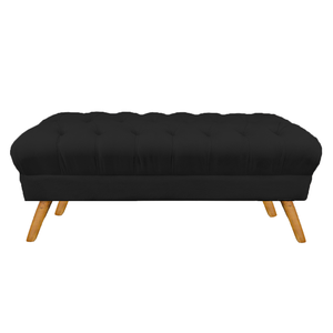 Puff Decorativo Retrô Paris Capitonê 1 Metro Pé Palito Suede Preto - LM DECOR