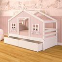 Ver imagem 2 de Cama Casinha Dos Sonhos com 02 Gavetas Madeira Maciça Rosa/ Branco Megamobilia