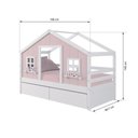 Ver imagem 5 de Cama Casinha Dos Sonhos com 02 Gavetas Madeira Maciça Rosa/ Branco Megamobilia