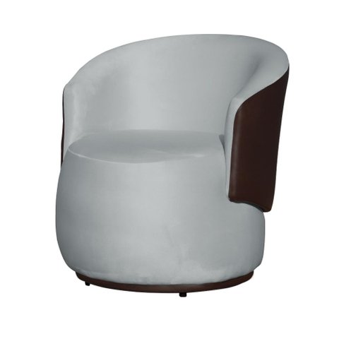Poltrona Organica Recepção para Sala Aisha Corano Marrom e Veludo Prata - Incasa Decor