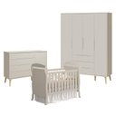 Ver imagem 1 de Quarto de Bebê 4 Portas com Cômoda com Porta Elfe Retrô e Berço Americano Danny Areia Acetinado Natu