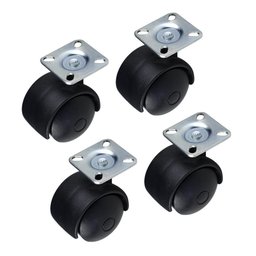 Kit 4 Rodízios Rodinha Preta para Móveis 40mm com Parafusos - 1