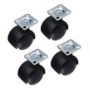 Ver imagem 1 de Kit 4 Rodízios Rodinha Preta para Móveis 40mm com Parafusos