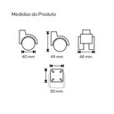 Ver imagem 4 de Kit 4 Rodízios Rodinha Preta para Móveis 40mm com Parafusos