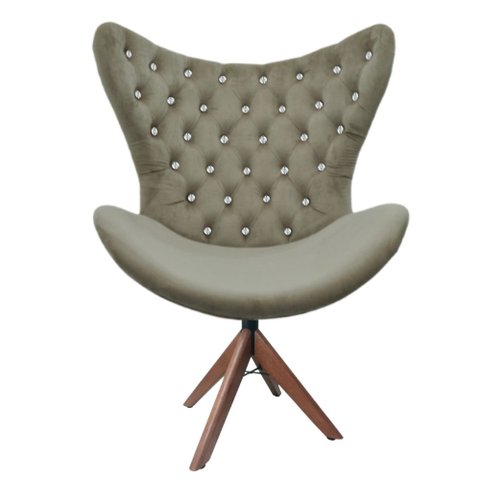 Poltrona Egg Slim Marrom Claro Brilho Base Giratória de Madeira