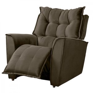 Poltrona Reclinavel do Papai para Sala King Veludo Castor