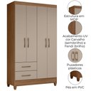 Ver imagem 7 de Guarda Roupa Solteiro Chile 4p 103 Cm Carvalho Fendi Moval