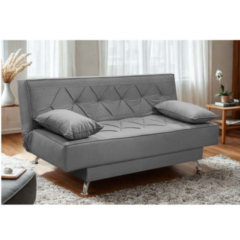 Sofá Cama 1,80m Istambul Suede Cinza Mirra Decor