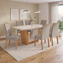 Ver imagem 1 de Conjunto Sala de Jantar Mesa Apogeu 1,70m Maxi Tampo com Vidro com 6 Cadeiras Apogeu Suede Animale