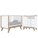Ver imagem 1 de Jogo de Quarto Infantil Confete com Cômoda e Berço Branco/jequitibá - Móveis Henn