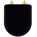 Ver imagem 1 de Assento Sanitário MDF Soft Close Duna Preto para Vaso Deca com Ferragem Dourada