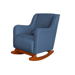 Poltrona Amamentação C / Balanço Cadeira Descanso Aquila com Puff Linho Azul - Twdecora - 3