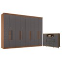 Ver imagem 1 de Guarda Roupa Casal 8 Portas 4 Gavetas Master New com Espelho e Comoda Havana Master com Rodizio Jato
