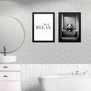 Ver imagem 1 de Kit 2 Quadros Banheiro Panda - Time To Relax 33x24cm - com Vidro:moldura Preta