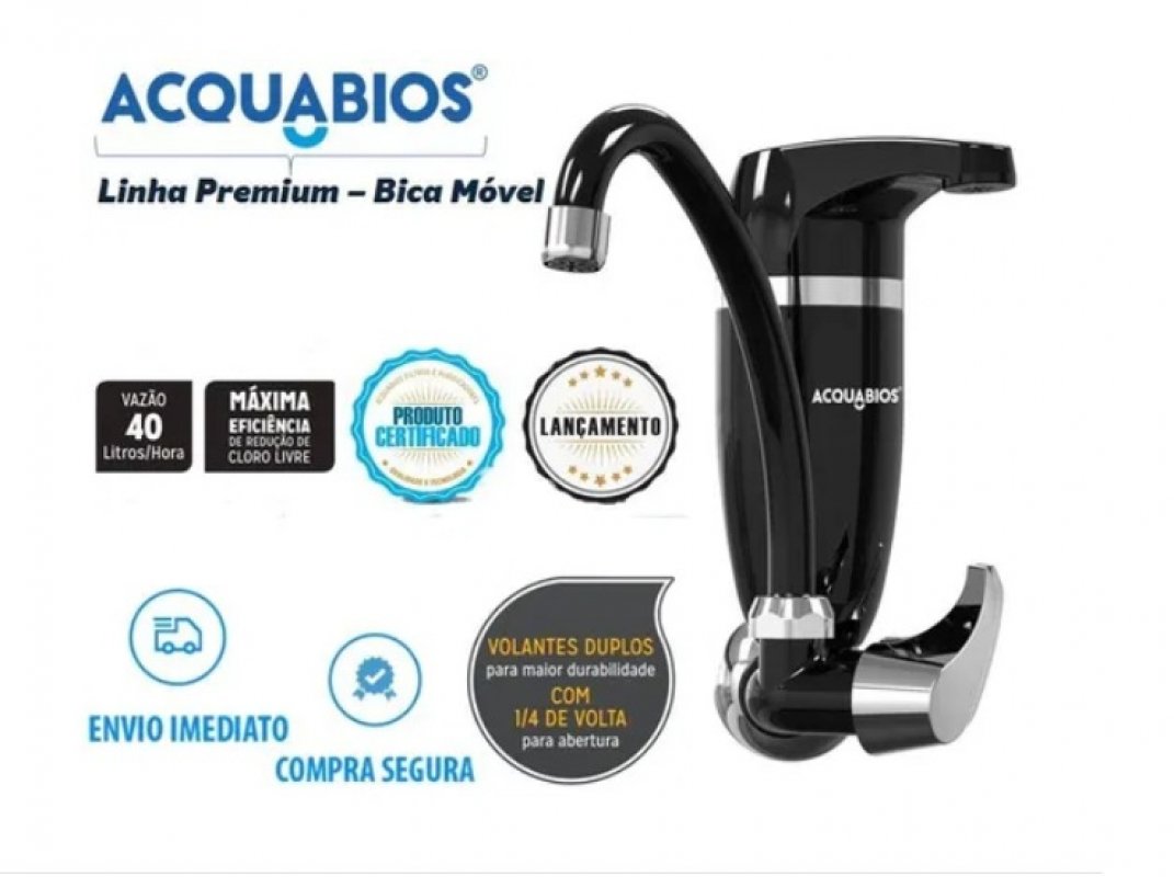 Torneira de Cozinha Com Filtro e Parede 1/4 de Volta Premium Acquabios + 1 Refil Grátis - 3
