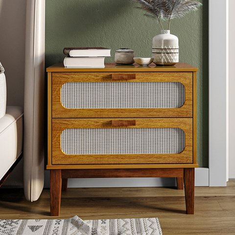 Mesa de Cabeceira 60cm 2 Gavetas Santorini