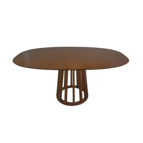 Mesa de Jantar Redonda 160x100cm Base Cone Palito em Madeira Cor Nogueira