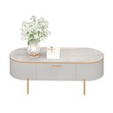 Ver mais imagens de Mesa de Centro Decorativa Bento 1 Gaveta Pés Metálicos Dourados Fendi/quartzo G18 - Gran Belo