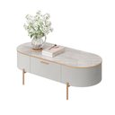 Ver imagem 2 de Mesa de Centro Decorativa Bento 1 Gaveta Pés Metálicos Dourados Fendi/quartzo G18 - Gran Belo