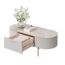Ver imagem 6 de Mesa de Centro Decorativa Bento 1 Gaveta Pés Metálicos Dourados Fendi/quartzo G18 - Gran Belo