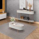 Ver imagem 5 de Mesa de Centro Decorativa Bento 1 Gaveta Pés Metálicos Dourados Fendi/quartzo G18 - Gran Belo