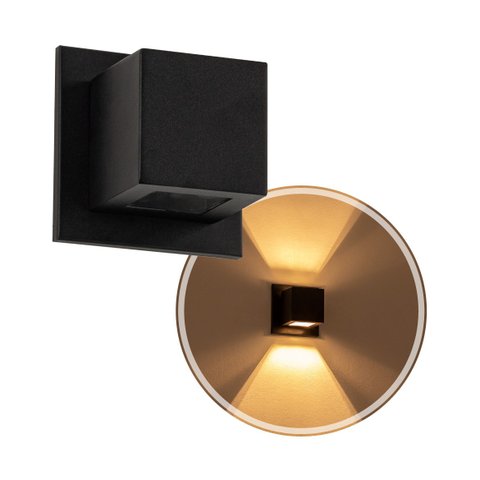 Arandela Box Cubo Pequena 2 Fachos Preta Parede Muro St1318