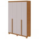 Ver imagem 1 de Guarda-roupas 4 Portas 2 Gavetas 100% Mdf Alonzo sem Espelho e com Pés - Lopas Amendoa Clean-off