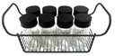 Ver imagem 2 de Porta Tempero Condimento 8 Potes Vidro Tampa Dosadora Suporte Preto Organização Cozinha