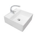 Ver imagem 1 de Kit Cuba Pia Louça Cerâmica Banheiro C/Torn e Vál Cromada 11