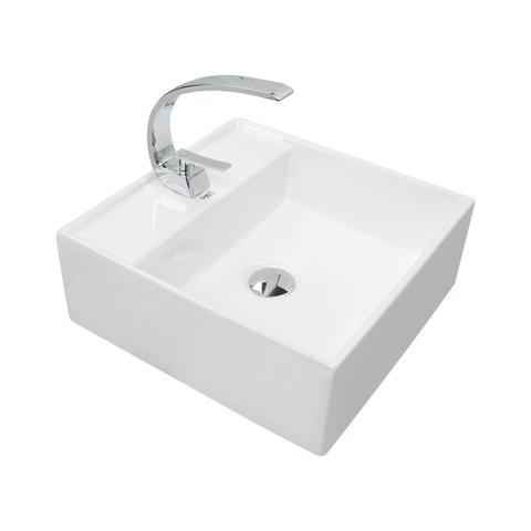 Kit Cuba Pia Louça Cerâmica Banheiro C/Torn e Vál Cromada 11