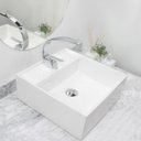 Ver imagem 2 de Kit Cuba Pia Louça Cerâmica Banheiro C/Torn e Vál Cromada 11