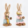 Casal de Coelhos Páscoa de Palha Coelhinhos Decoração Festa 46cm - 3
