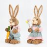 Casal de Coelhos Páscoa de Palha Coelhinhos Decoração Festa 46cm - 2