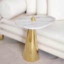 Ver imagem 2 de Mesa Cone Lateral Aurea 51cm Dourado e Mamore Branco Extra