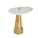 Ver imagem 1 de Mesa Cone Lateral Aurea 51cm Dourado e Mamore Branco Extra