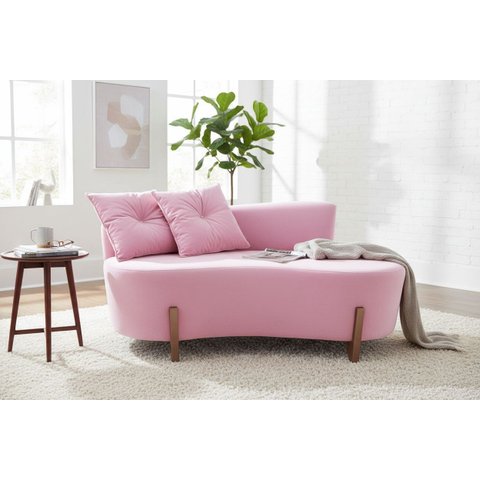 Namoradeira Sofá Feijão Luna 130cm Orgânica Suede Rosa Bebê