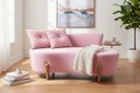 Ver imagem 2 de Namoradeira Sofá Feijão Luna 130cm Orgânica Suede Rosa Bebê
